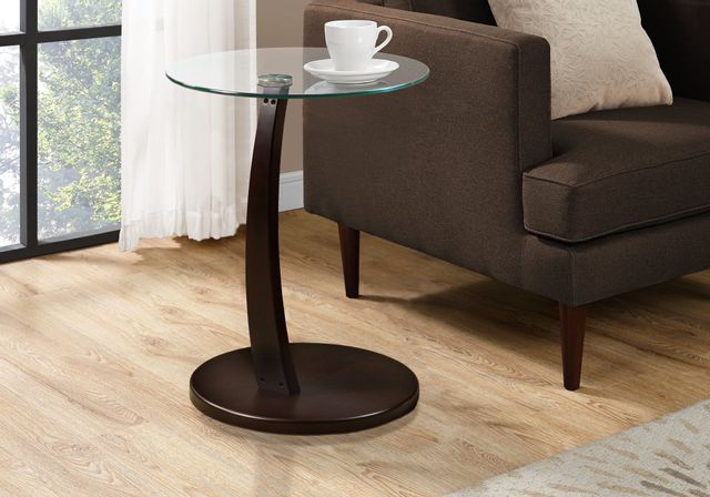 Monarch Specialties Inc. Espresso Bentwood Glass Accent Table 3
