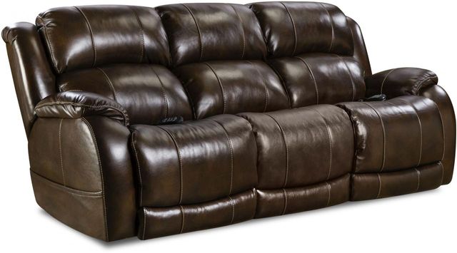 HomeStretch Custom Comfort Leather Double Reclining Power Sofa-0