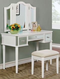 Furniture of America® Clarisse White Vanity with stool