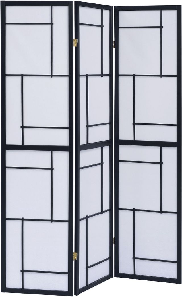 Coaster® Damis Black/White 3-Panel Folding Floor Screen-0