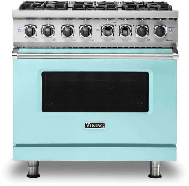 Viking® 5 Series 36" Bywater Blue Pro Style Dual Fuel Natural Gas Range