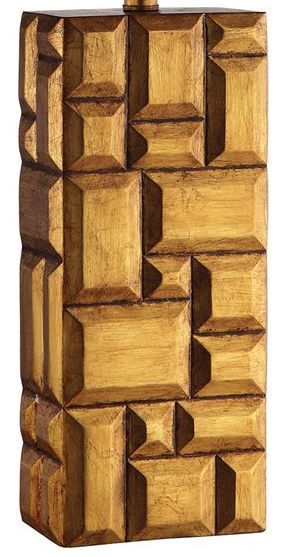 Stein World Swanson Table Lamp In Golden Tan Beveled Geometric Pattern With Brown Linen Hardback Shade 1