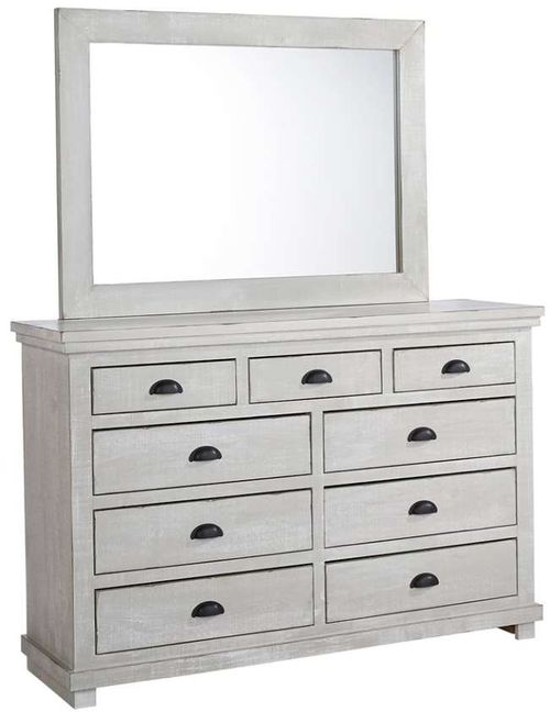 Progressive® Furniture Willow 2-Piece Gray Chalk Dresser and Mirror Set