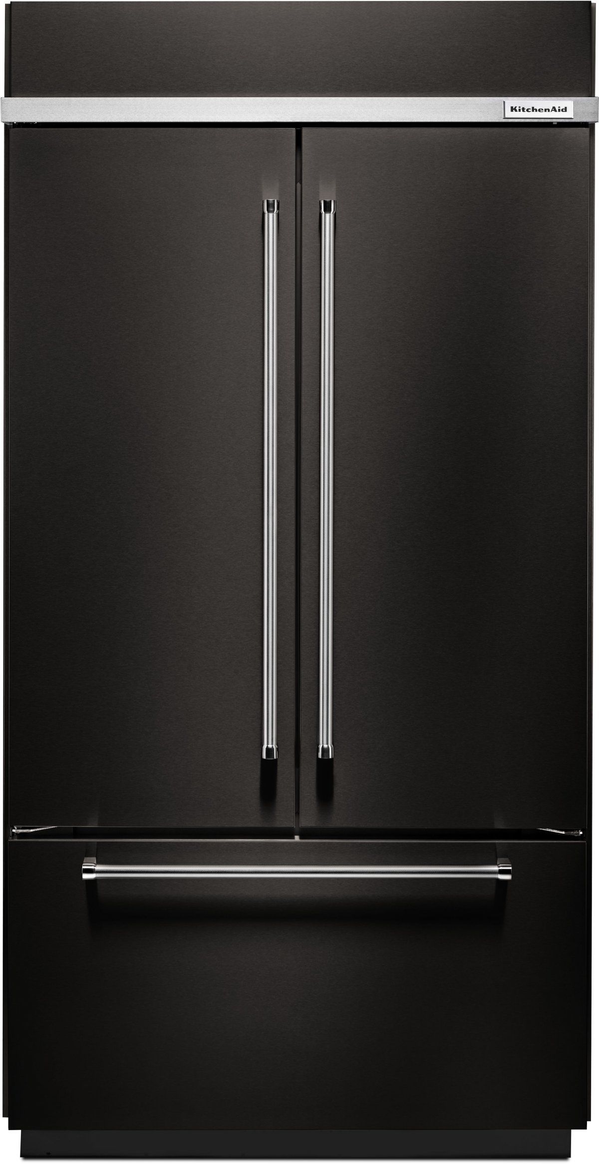 KitchenAid® 24.2 Cu. Ft. Black Stainless Steel with PrintShield™ Finish Built In French Door Refrigerator-KBFN502EBS