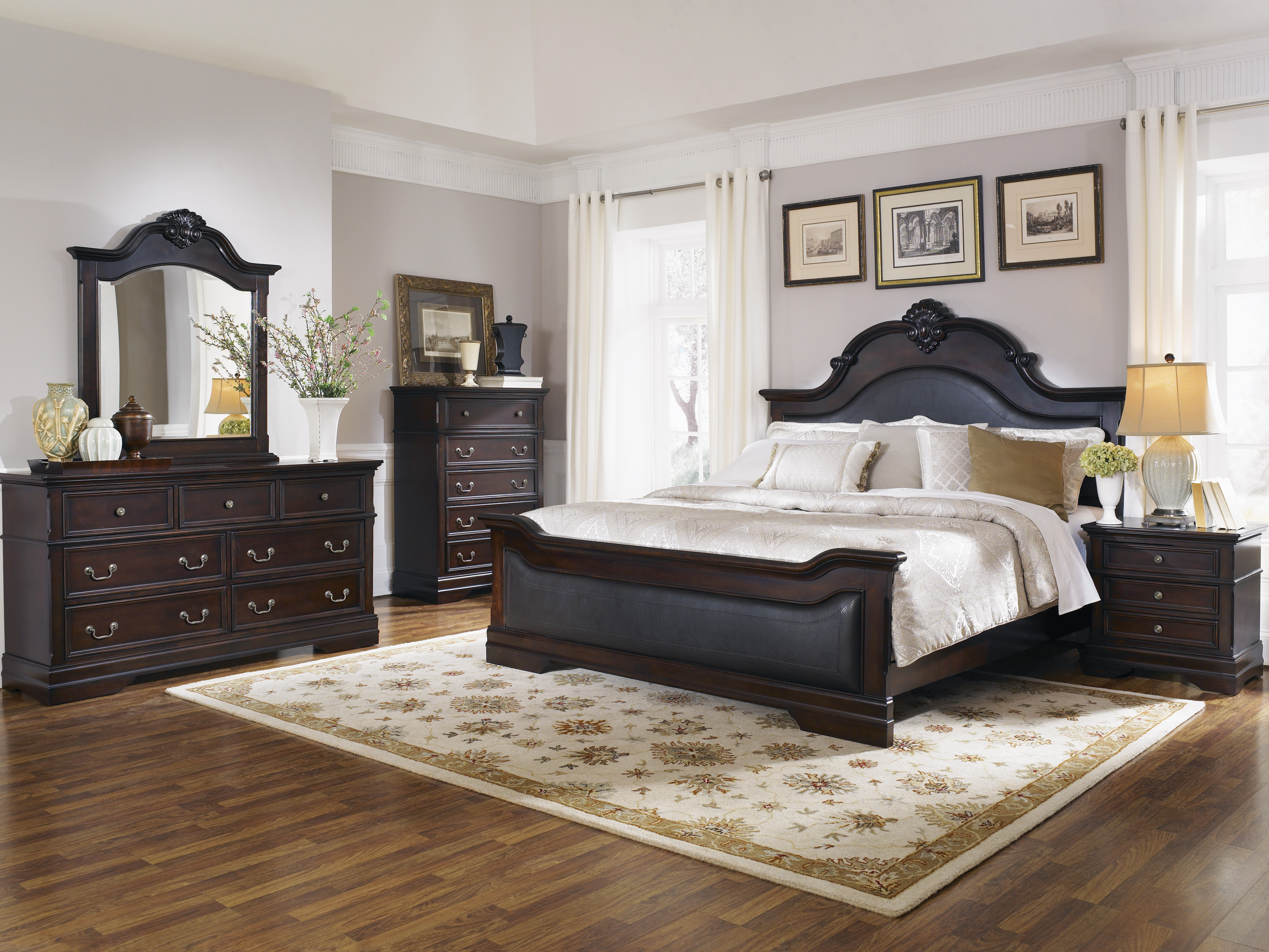 Coaster Cambridge 5 Piece Cappuccino King Bedroom Set Pearls