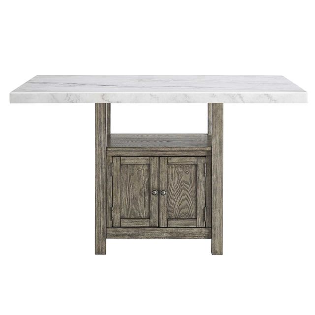 Steve Silver Co. Grayson Marble Top Counter Table, Four Chairs & Storage Bench-2