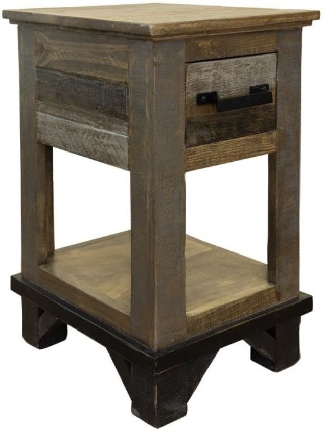 International Furniture Direct Loft Brown/Grey Chairside Table