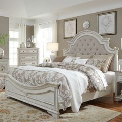 Liberty Furniture Magnolia Manor Antique White King Upholstered Bed