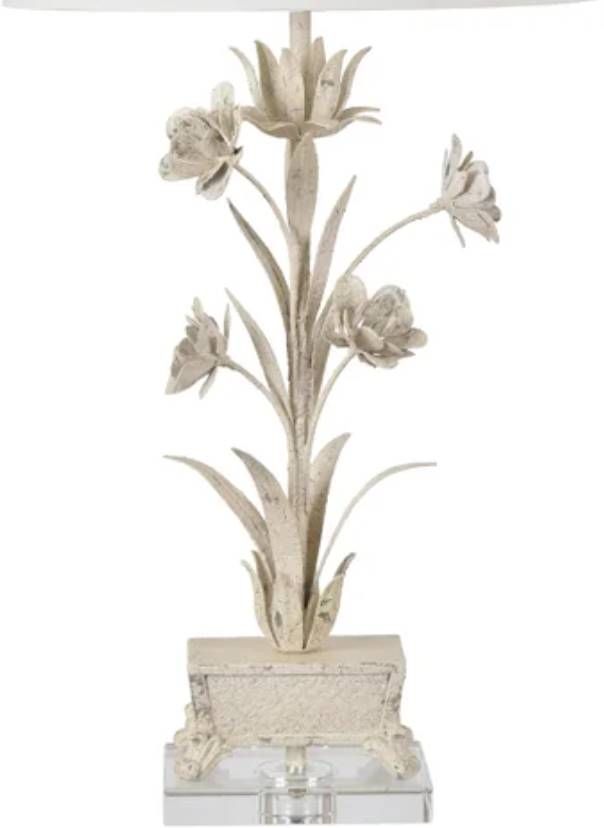 Crestview Collection Pinehurst Tole Distressed White Flowers Table Lamp-1
