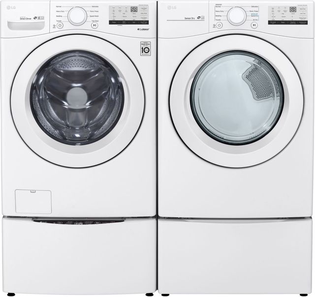 LG White Front Load Laundry Washer & Gas Dryer Pair-1