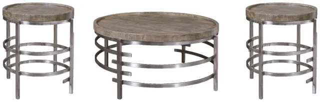 Signature Design by Ashley® Zinelli 3-Piece Gray Round Living Room Table Set 0