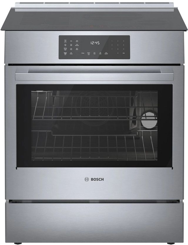 Bosch 4-piece French Door Refrigerator and Slide In Induction Range Kitchen Package-1