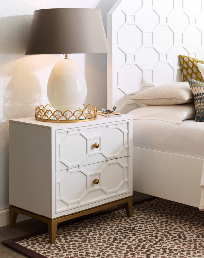 Legacy Classic Modern  Chelsea by Rachael Ray Bright White Nightstand with Lattice-2
