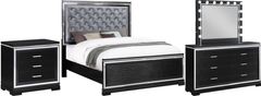 Coaster® Eleanor 4-Piece Black Queen Upholstered Bedroom Set