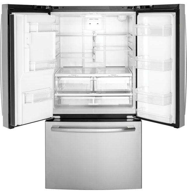 Crosley® (Built by GE) 25.6 Cu. Ft. Stainless Steel Freestanding Bottom Freezer Refrigerator 1