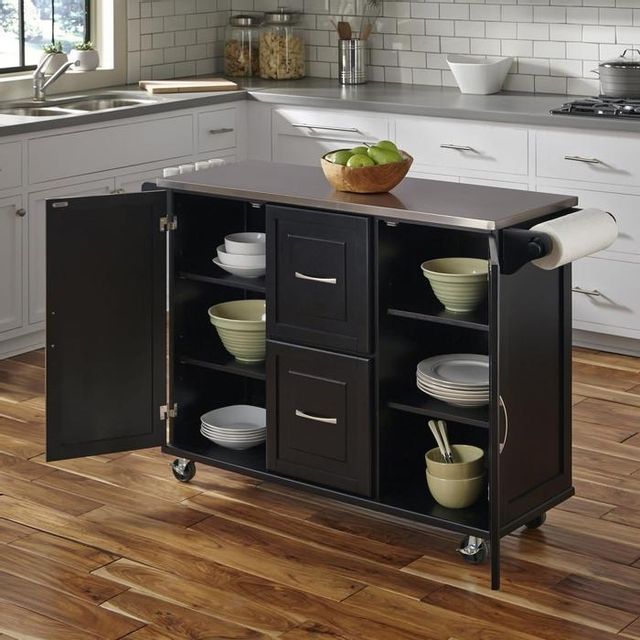 homestyles® Blanche Black/Stainless Steel Kitchen Cart-3