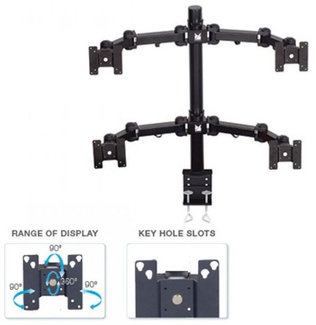Premier Mounts® Two Dual Display Articulating Arm Monitor Mount 1
