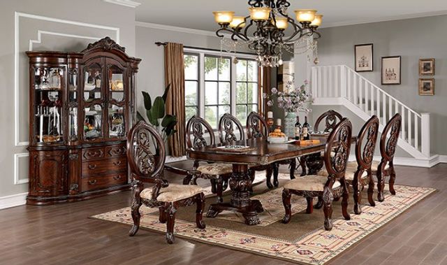 Furniture of America® Normandy Brown Cherry Hutch and Buffet Set 8