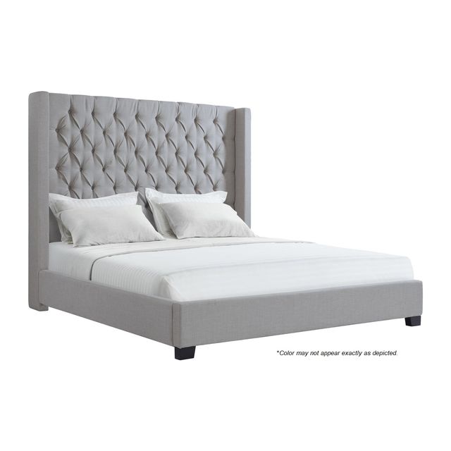 Elements International Morrow Grey King Upholstered Bed-3