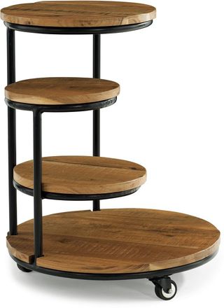 Powell® Collis Natural and Black Four Tiered Plant Stand Wheels