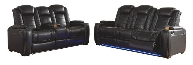 Signature Design by Ashley® Party Time Midnight Power Reclining Sofa with Adjustable Headrest 3