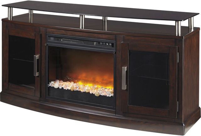 Signature Design by Ashley® Chanceen Dark Brown 60" TV Stand with Electric Fireplace-0