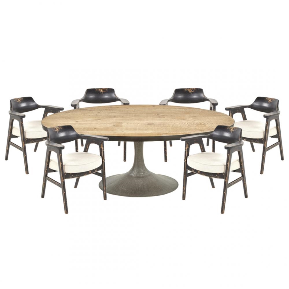 Nest Home Collections Miranda Oval Dining Table and Six Wagner Chairs