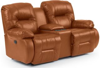 Best® Home Furnishings Brinley Reclining Space Saver® Leather Loveseat with Console