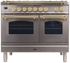 Ilve® Nostalgie Series 40" Stainless Steel Free Standing Dual Fuel Natural Gas Range