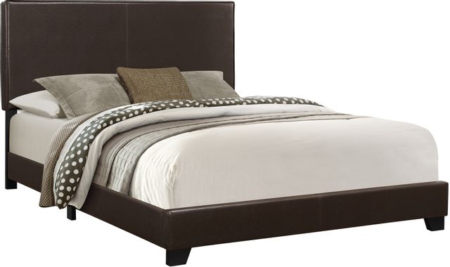 Monarch Specialties Inc. Dark Brown Faux Leather Queen Bed