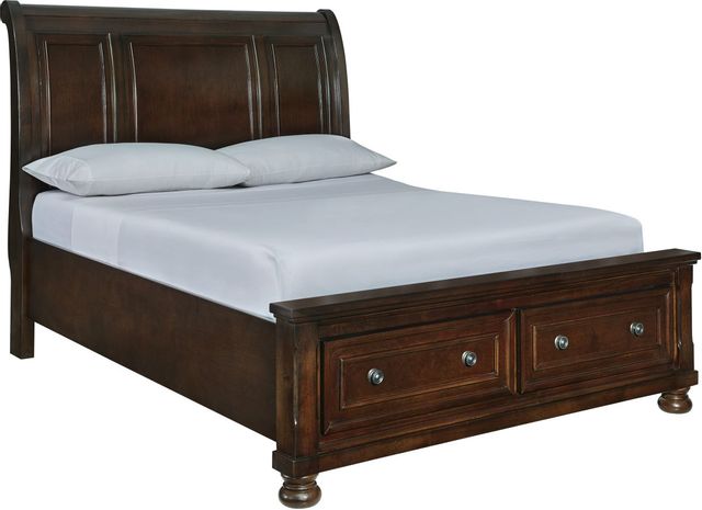 Millennium® by Ashley® Porter Rustic Brown Queen Sleigh Storage Bed-0
