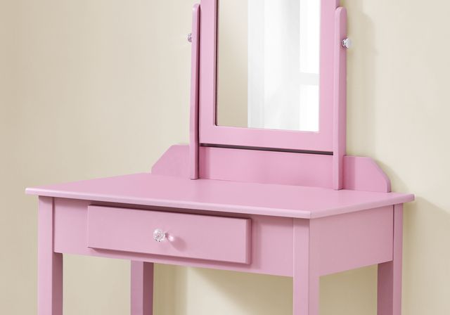 Monarch Specialties Inc. Pink Vanity Table with Mirror and Storage Drawer 4