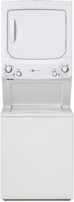 GE® Unitized Spacemaker® 3.9 Cu. Ft. Washer, 5.9 Cu. Ft. Dryer White Stack Laundry-GUD27GESNWW