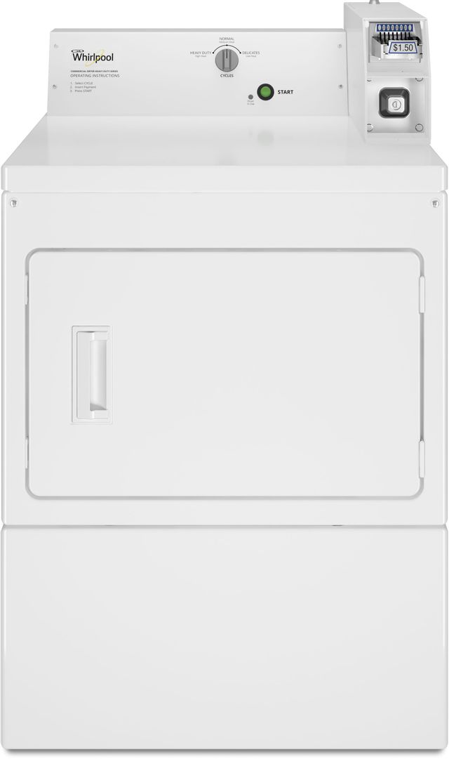 Whirlpool® Commercial 7.4 Cu. Ft. Front Load White Gas Dryer 1