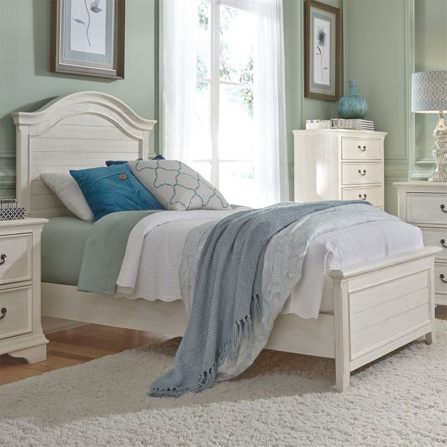 Liberty Furniture Bayside Heavy Wirebrushed Antique White Youth Full Panel Bed-2