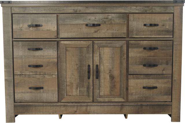 Signature Design by Ashley® Trinell Brown Dresser with Fireplace Option 1