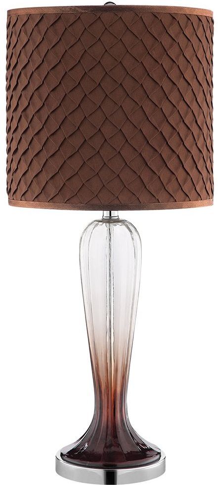 Stein World Vini Table Lamp In Clear And Bronze Ombre Glass And Chrome With Dark Brown Textured Hardback Shade