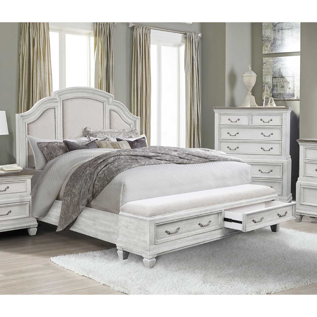 Avalon Furniture Nantucket King Upholstered Storage Bed