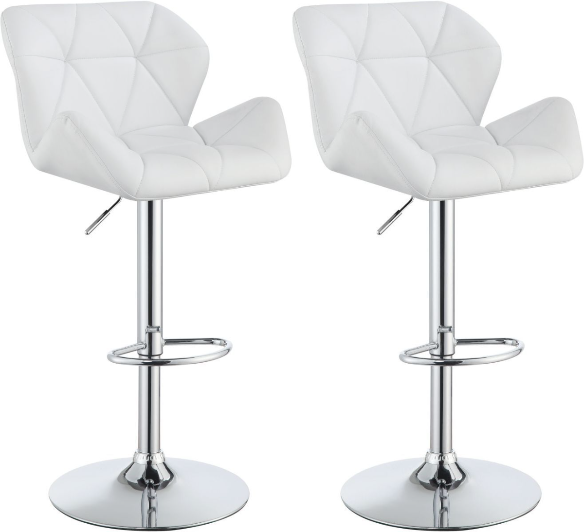 Coaster Berrington 2 Piece Chrome White Adjustable Stools