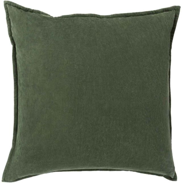 Surya Cotton Velvet Dark Green 18"x18" Pillow Shell with Down Insert-0