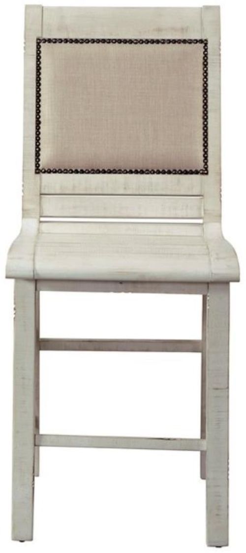 Progressive® Furniture Willow 2-Piece Distressed White Counter Upholstered Chair Set-1