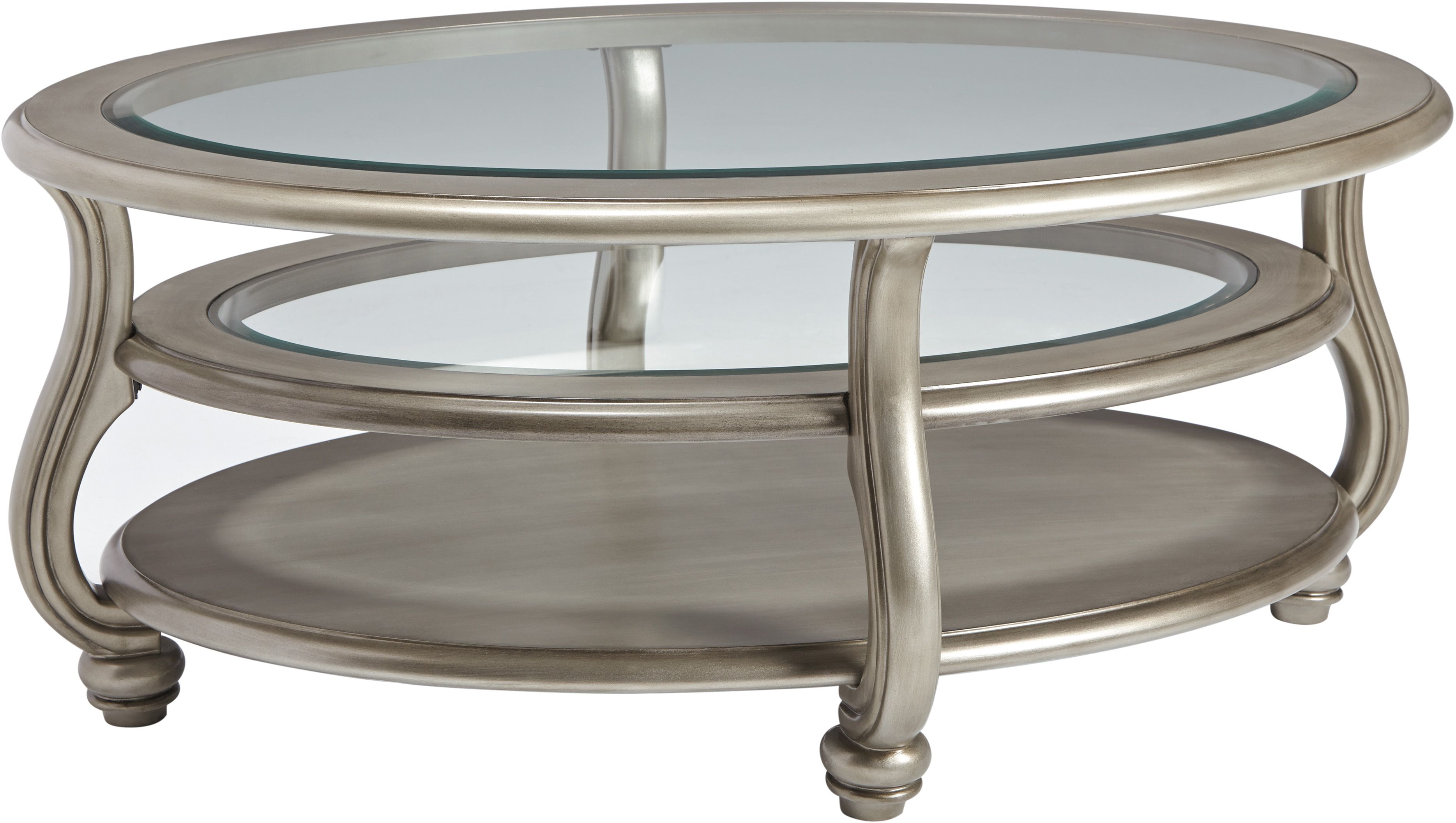 silver oval coffee table