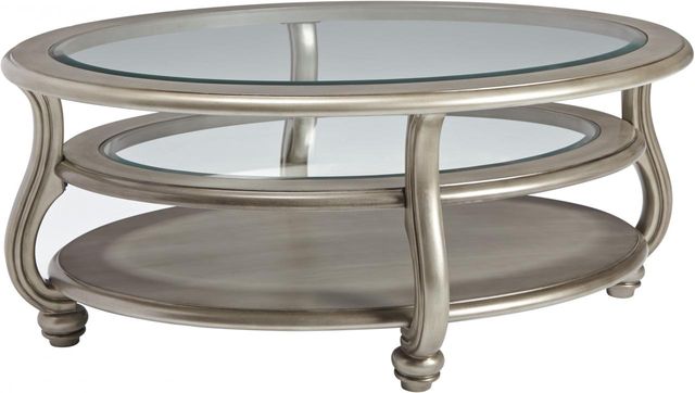 Signature Design By Ashley® Coralayne Silver Oval Coffee Table T820 0 Robys Furniture And Appliance 6093