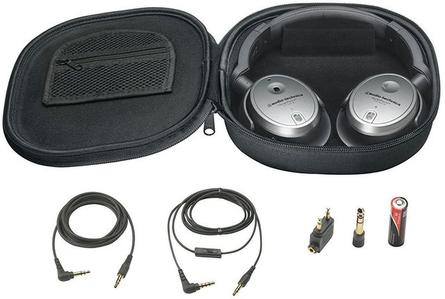 Audio-Technica® QuietPoint® Black/Silver Active Noise-Cancelling Headphones 1