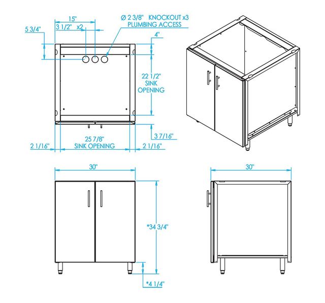 Kalamazoo™ Outdoor Gourmet Signature Series 30" Marine-Grade Stainless Steel Sink Cabinet with Double Door-1