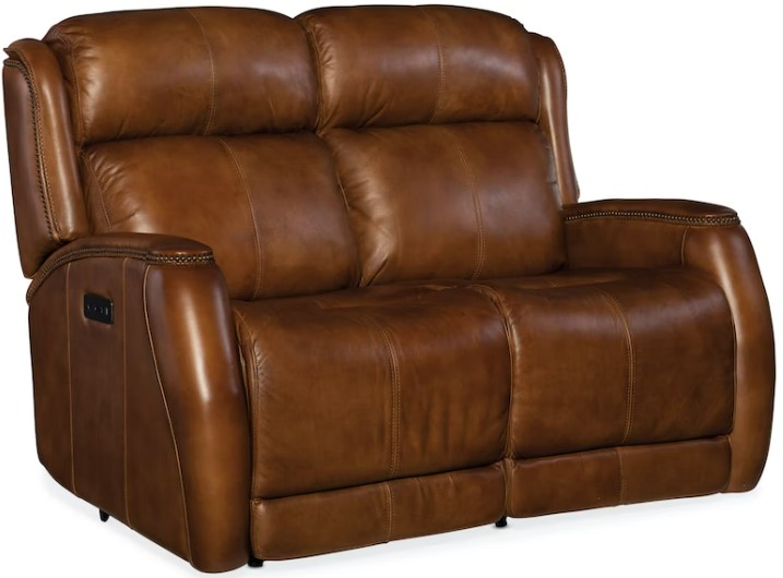 Hooker® Furniture SS Brown Emerson All Leather Power Recliner Loveseat w/ Power Headrest