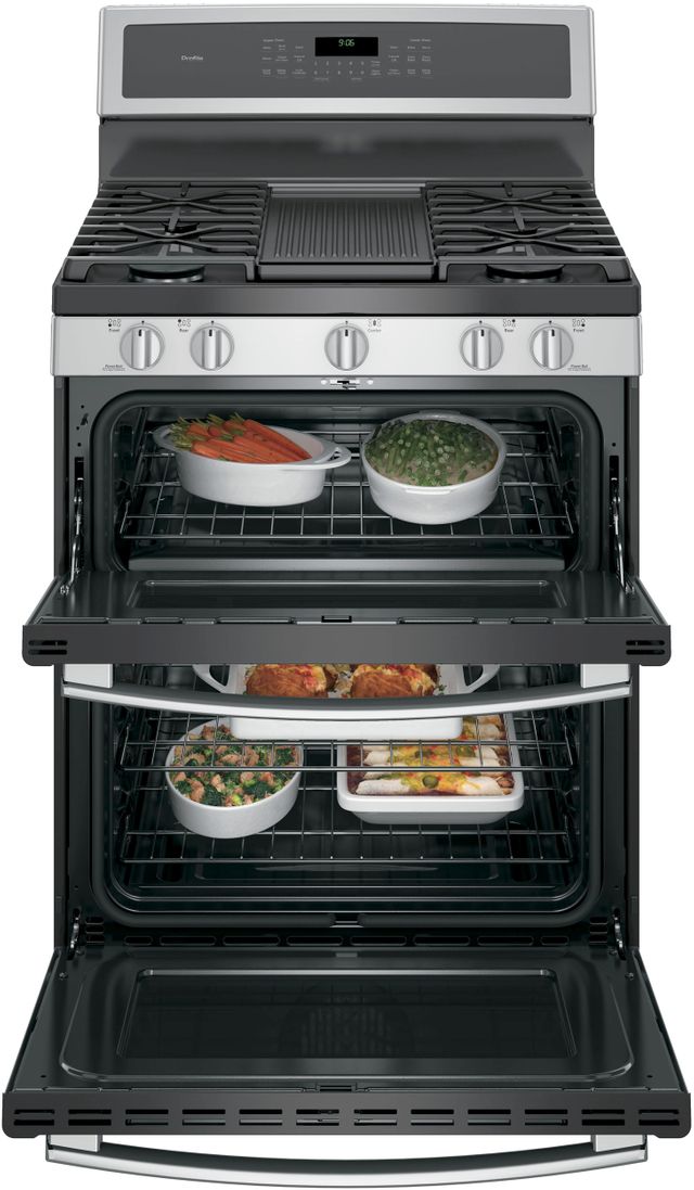 GE Profile™ Series 30" Stainless Steel Free Standing Gas Double Oven Convection Range 18