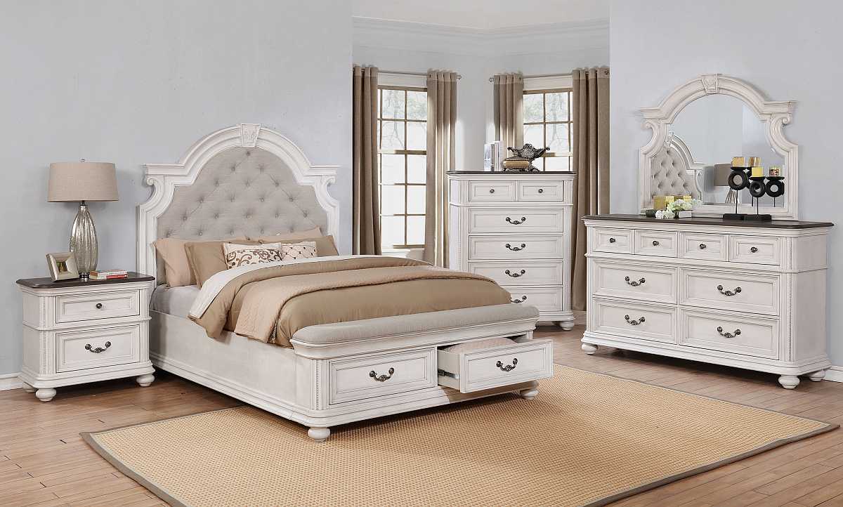 Avalon Furniture B162 4 Piece White Queen Storage Bedroom Set