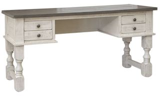 International Furniture© Stone Ivory Antiqued and Weathered Gray Desk with 4 Drawers