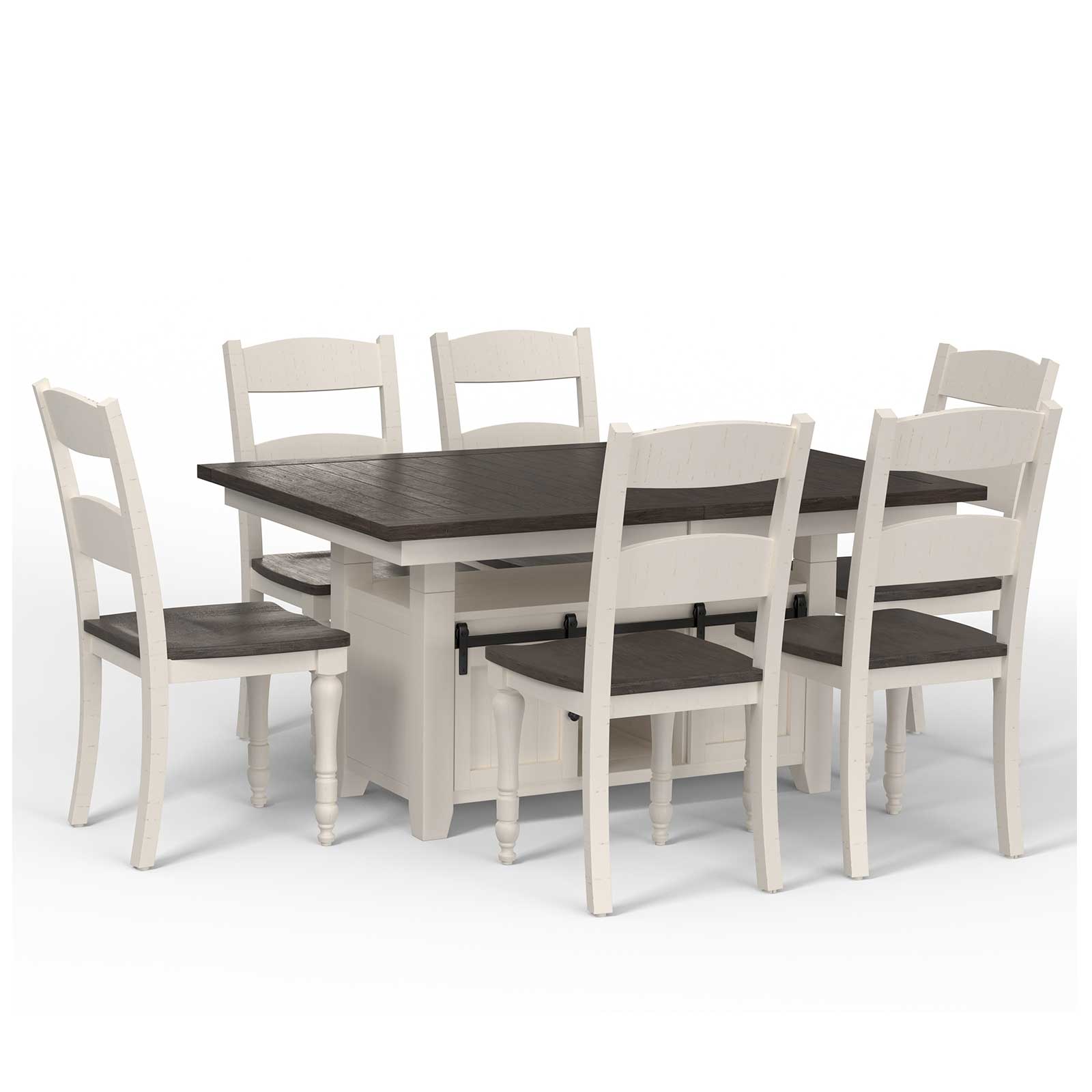 Jofran Madison County Dining Table and 6 Dining Chairs